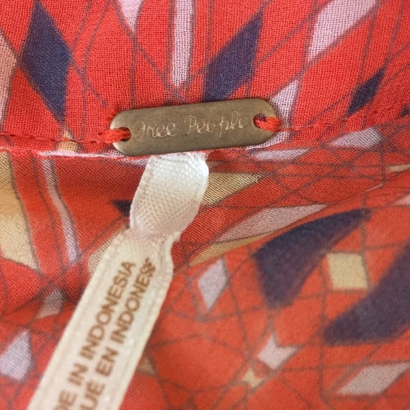 FREE PEOPLE Easy Rider Sheer Geometric Print Blouse - S - Picture 6 of 8